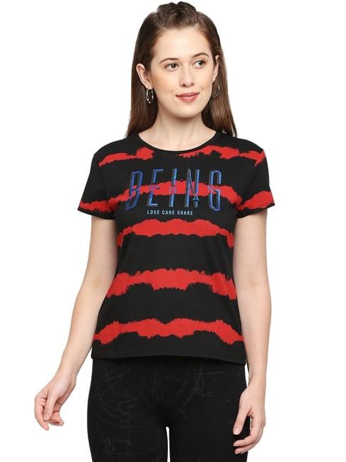 being human black & red cotton striped t-shirt