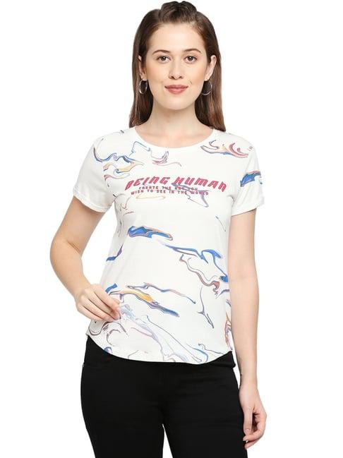 being human off-white cotton printed t-shirt