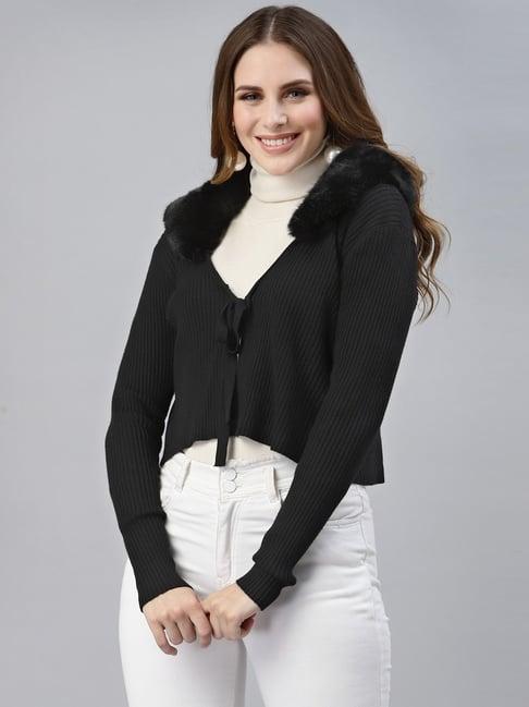 mafadeny black shawl neck cardigan