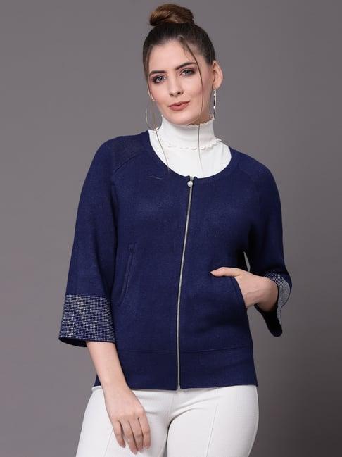 mafadeny navy embellished cardigan