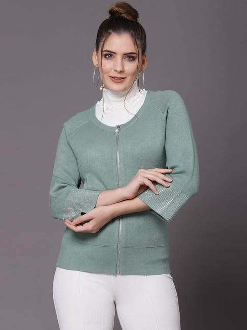 mafadeny green embellished cardigan