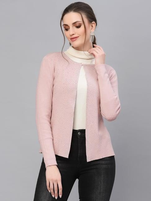 mafadeny pink embellished shrug