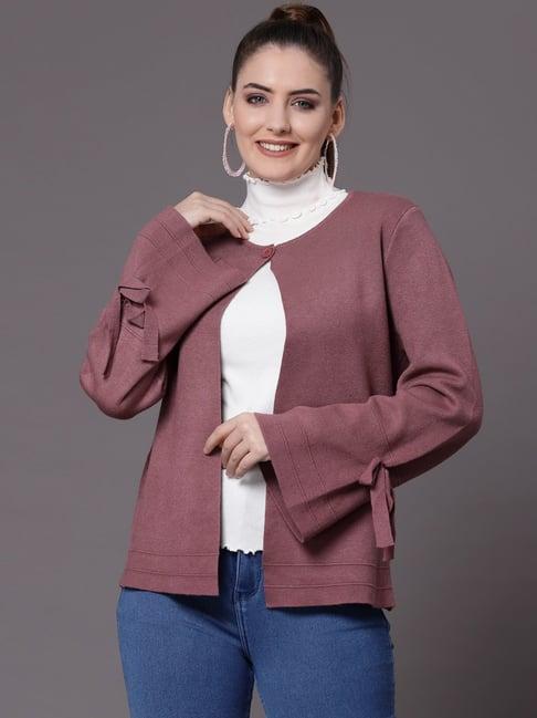 mafadeny purple round neck shrug