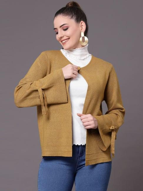 mafadeny mustard round neck shrug