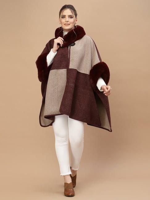 mafadeny maroon regular fit poncho