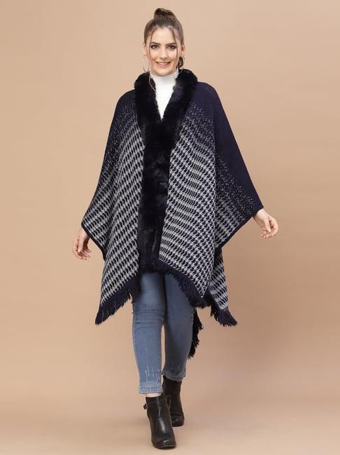 mafadeny blue self pattern poncho