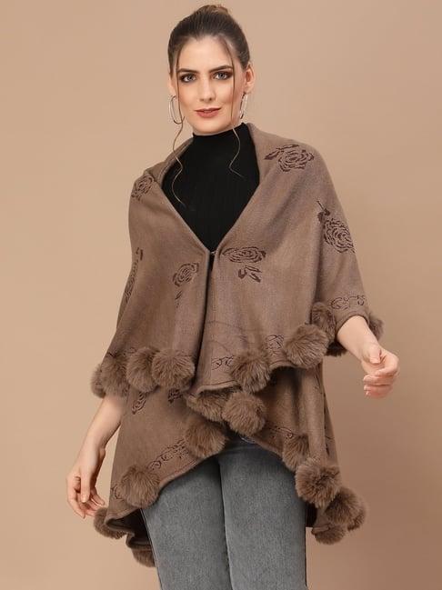 mafadeny brown self pattern poncho