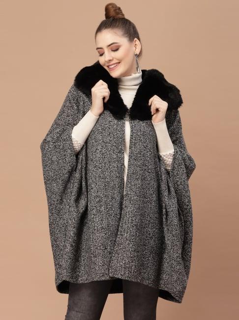 mafadeny grey self pattern poncho