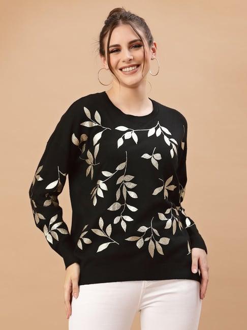 mafadeny black printed sweater