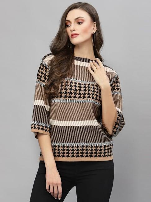 mafadeny khaki self pattern sweater