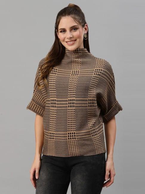 mafadeny khaki self pattern sweater