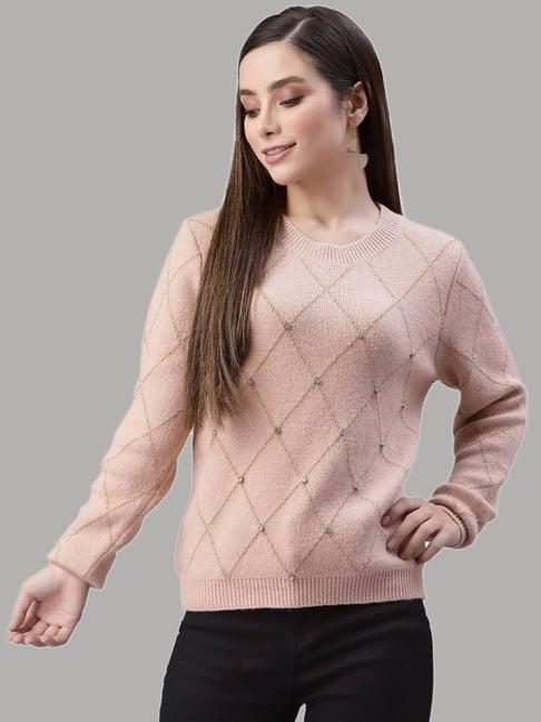 mafadeny peach embellished sweater