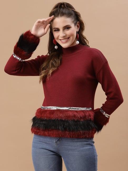 mafadeny maroon turtle neck sweater