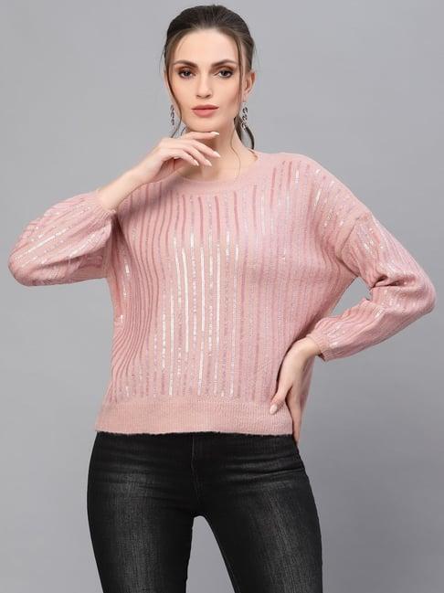 mafadeny peach embellished sweater