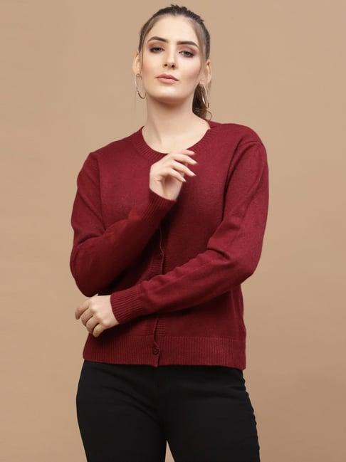 mafadeny maroon round neck sweater