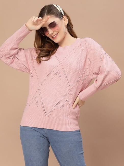 mafadeny peach embellished sweater