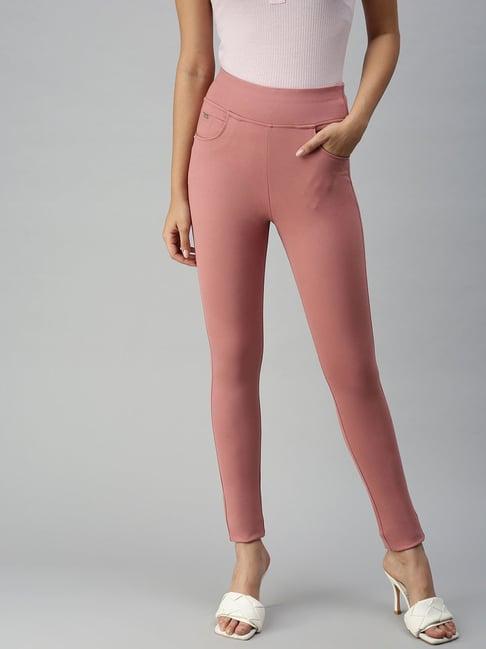 showoff slim fit high-rise peach clean look jeans