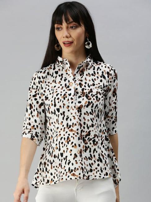 showoff shirt collar animal white top