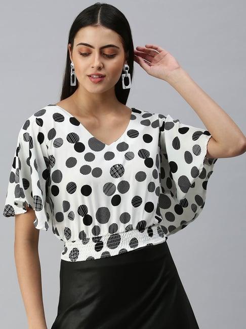 showoff shirt collar flared sleeves solid white top