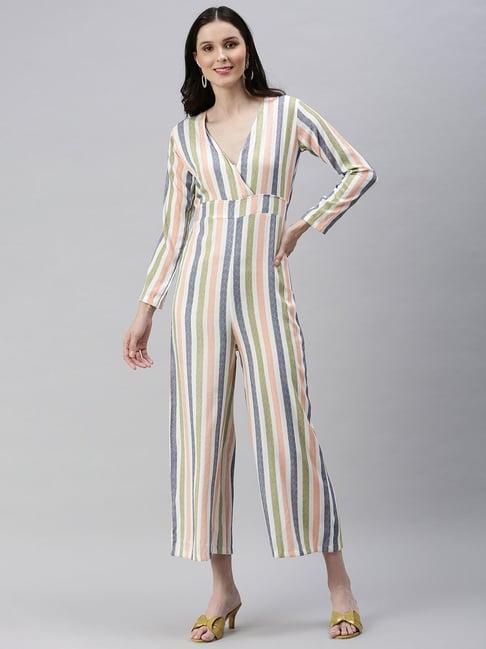 showoff multicolor striped jumpsuit