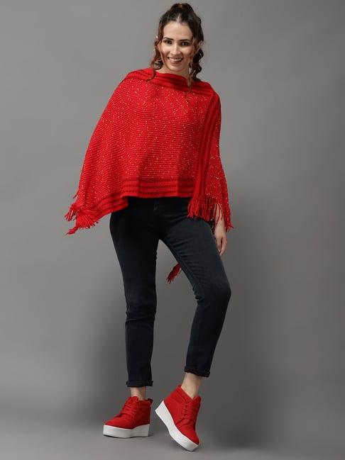 showoff red wool poncho