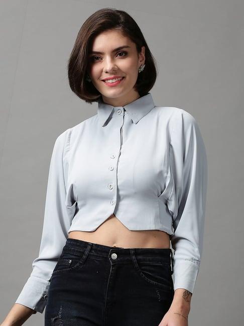 showoff grey comfort fit crop top