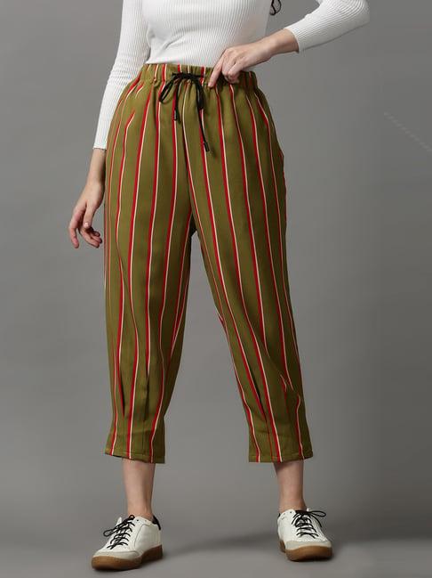 showoff olive green striped pants