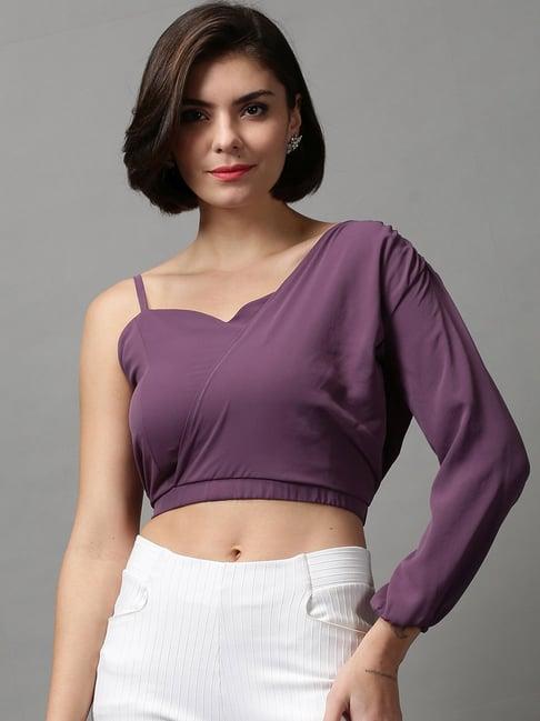 showoff purple comfort fit crop top