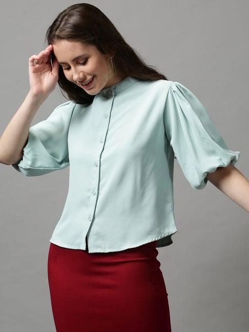 showoff sea green comfort fit top