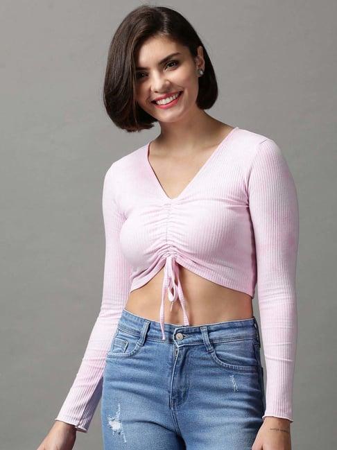 showoff pink comfort fit crop top