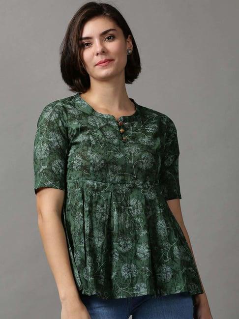 showoff green printed top