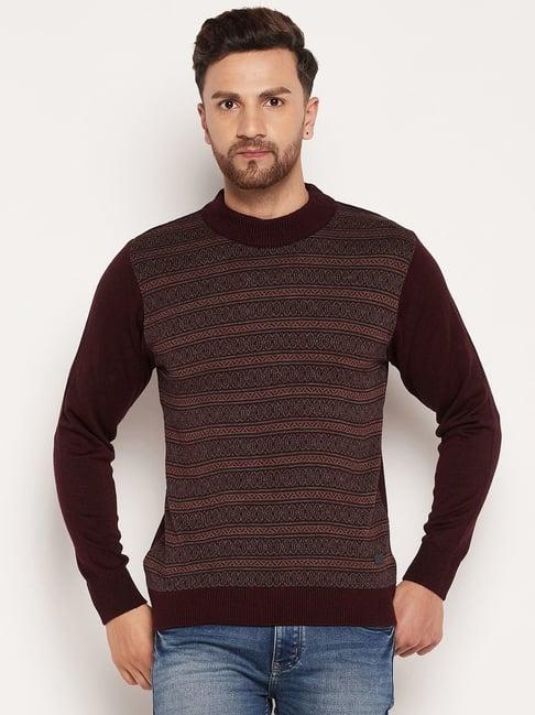 duke wine slim fit printed sweater