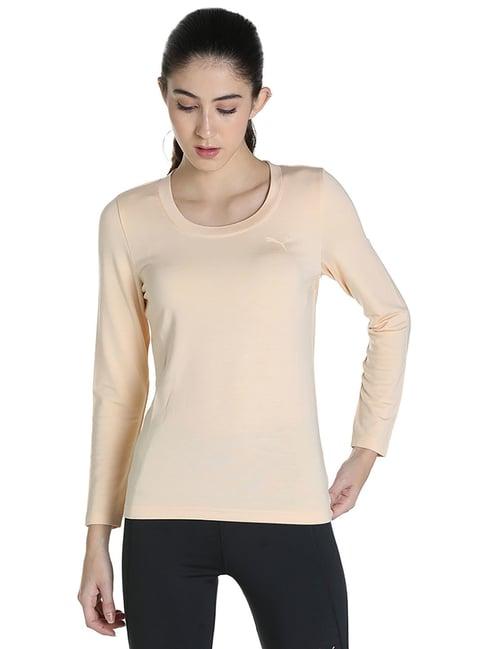 puma beige logo print thermal top