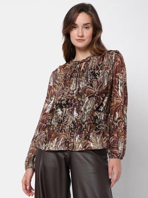 vero moda brown floral print top