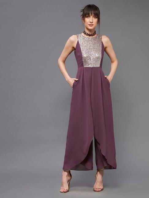 miss chase mauve embellished jumpsuit