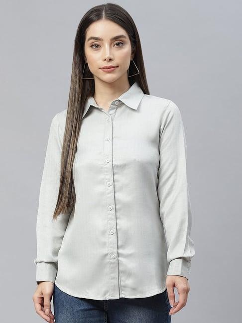 cottinfab grey regular fit cotton shirt