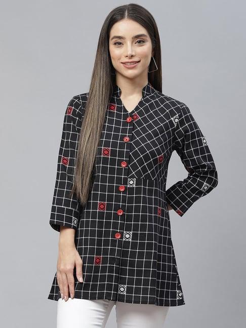 cottinfab black checks cotton tunic