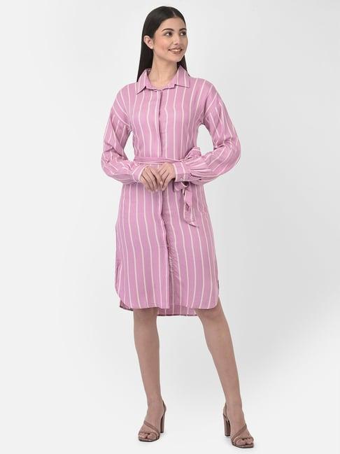 crimsoune club pink striped shirt dress