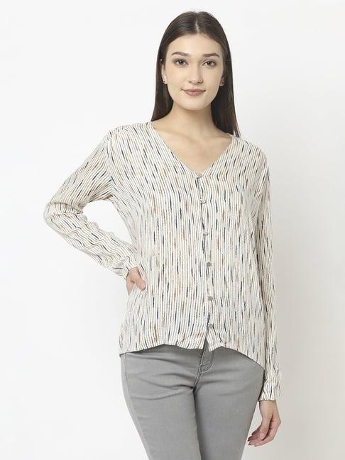 crimsoune club cream striped top