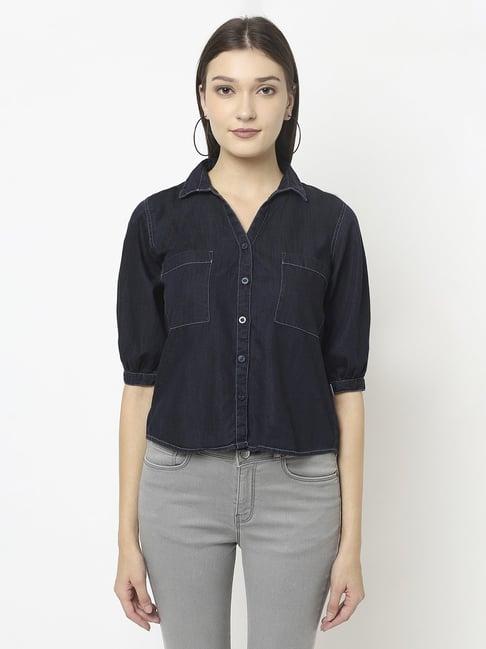 crimsoune club navy shirt collar top