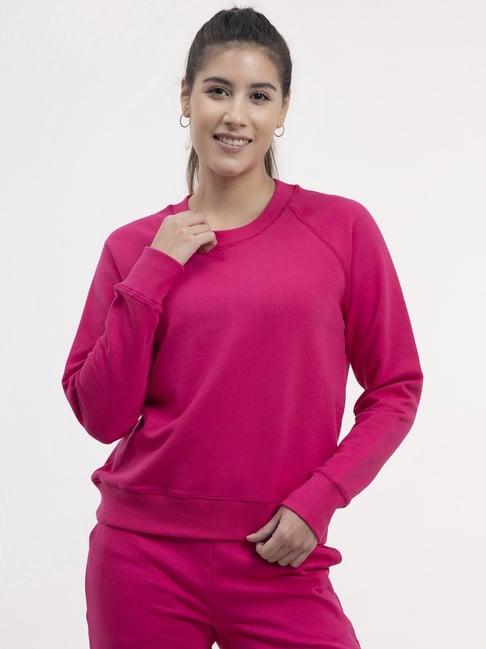 fablestreet pink cotton regular fit sweatshirt