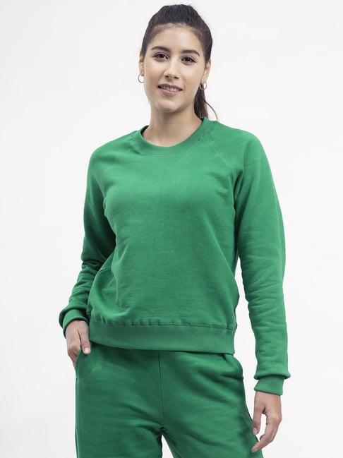 fablestreet green cotton regular fit sweatshirt