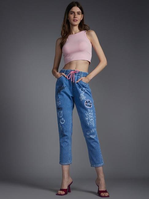 recap blue relaxed fit high rise jeans