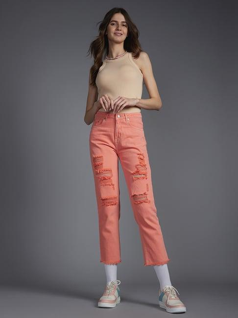 recap peach relaxed fit high rise jeans