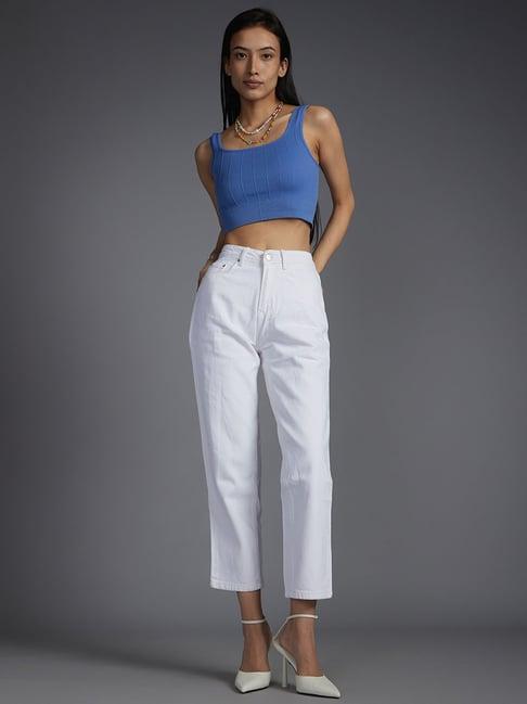 recap white relaxed fit high rise jeans