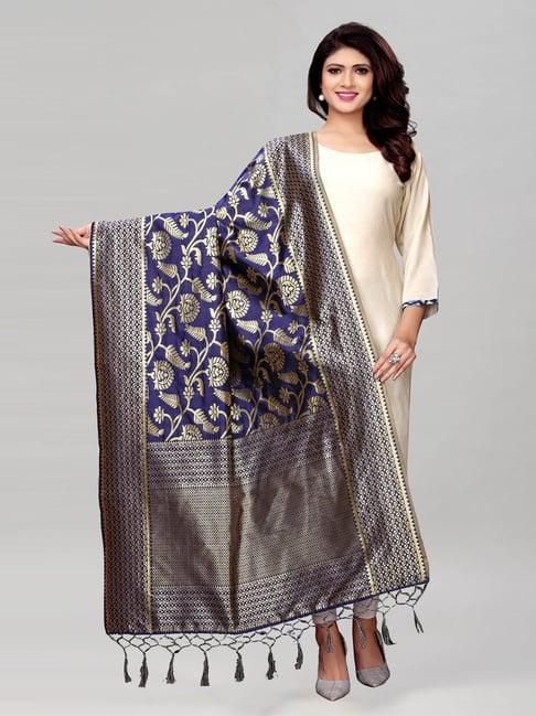 satrani navy zari work dupatta