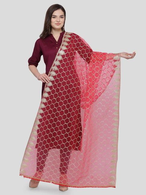 satrani pink embroidered dupatta