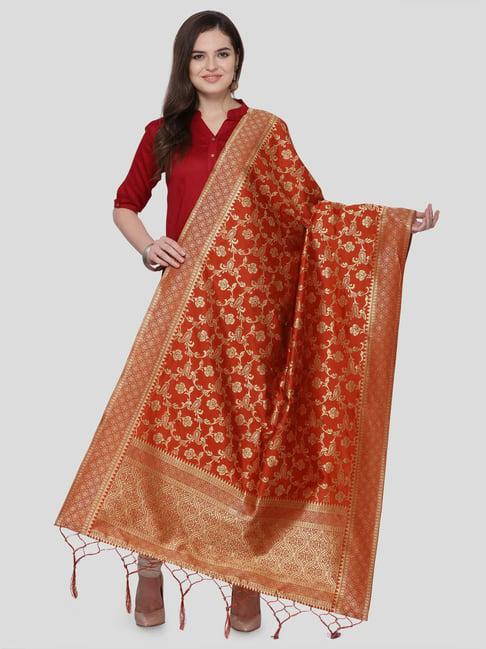 satrani red zari work dupatta