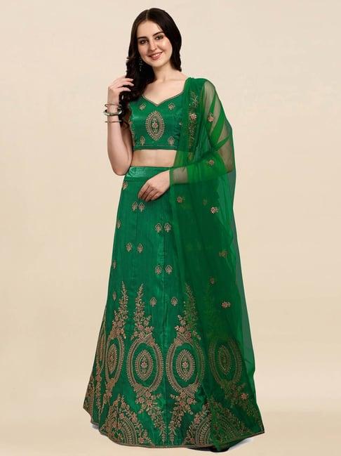 satrani bottle green printed lehenga choli set with dupatta