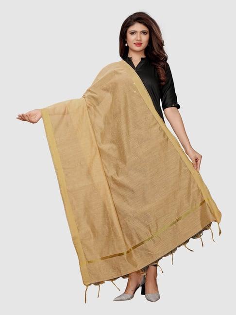 satrani beige cotton silk woven pattern dupatta